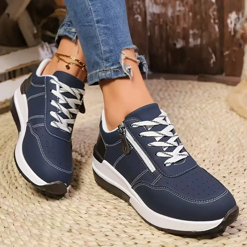 Round Toe Lace Up Sneakers