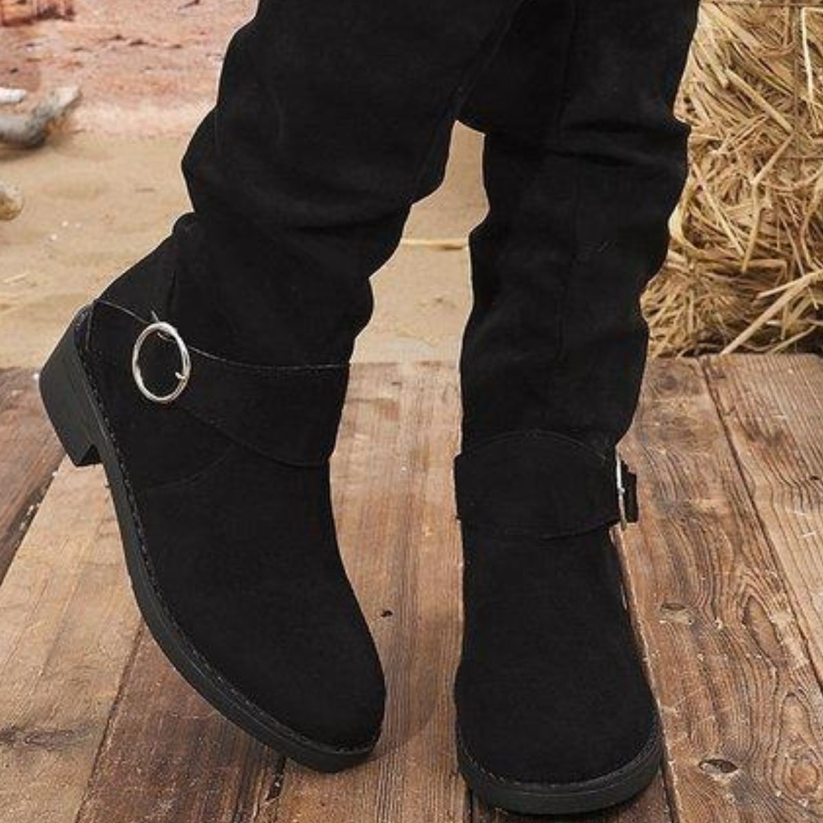 Point Toe Block Heels Slouch Boots