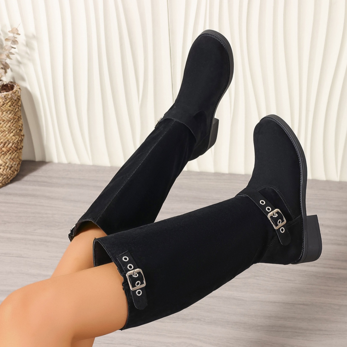Round Toe Block Heels Boots
