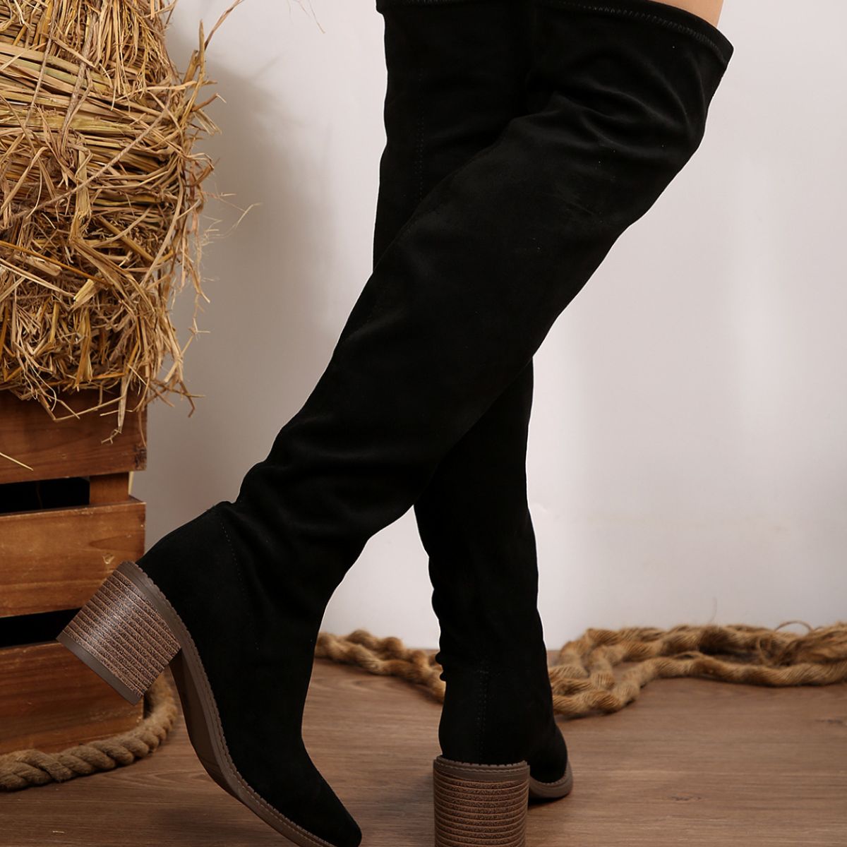 Point Toe Block Heels Boots