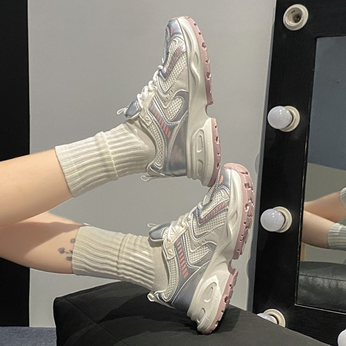 Contrast Mesh Platform Athletic