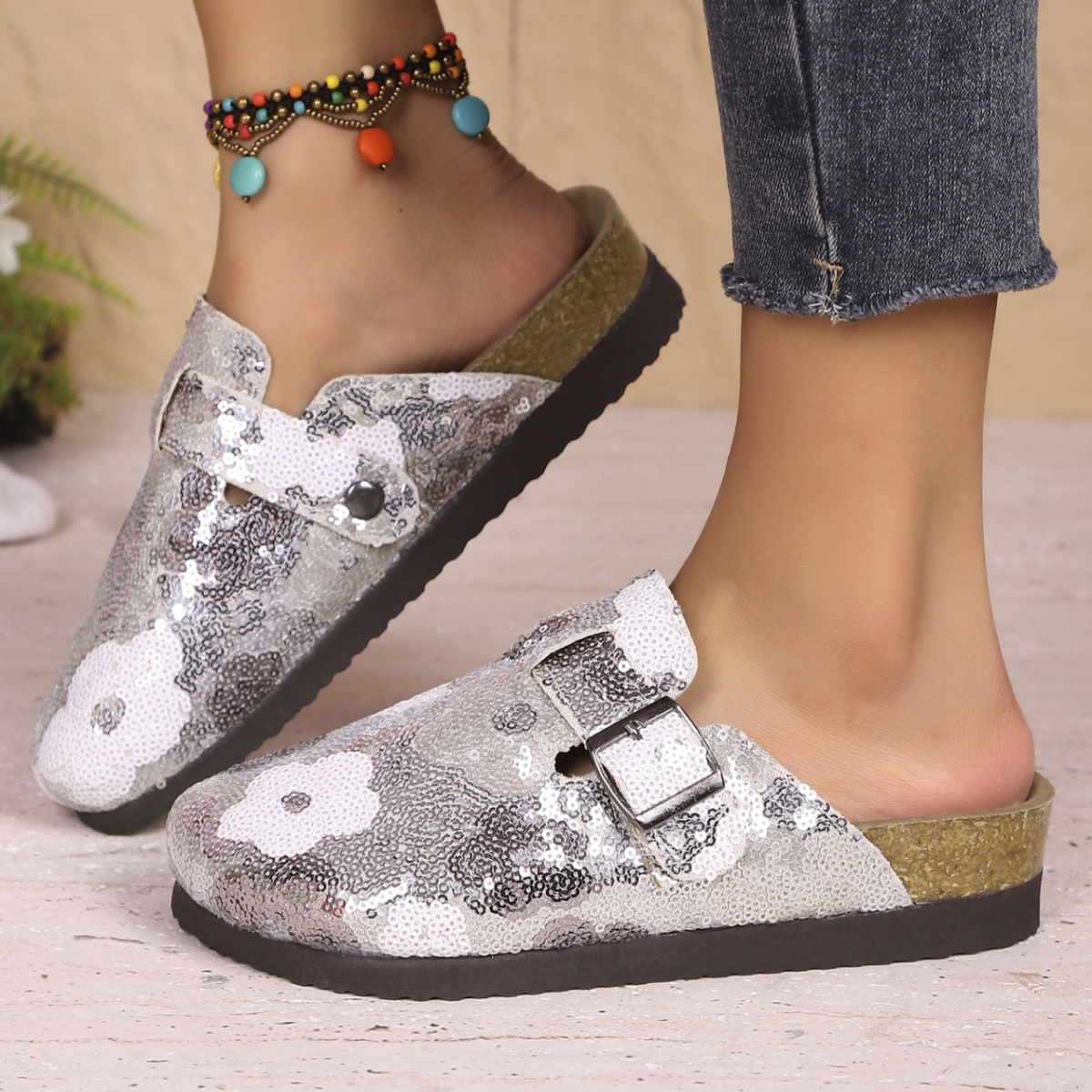 Sequin Round Toe Slip-Ons