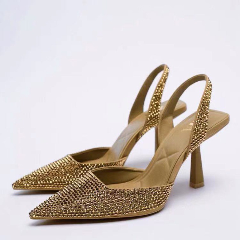 Rhinestone Slingback High Heel Pumps