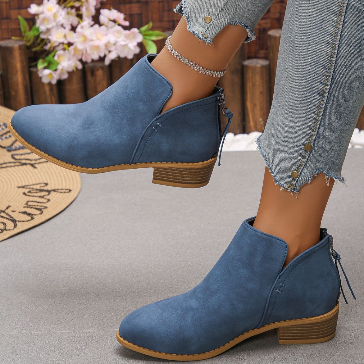 Point Toe Block Heels Boots