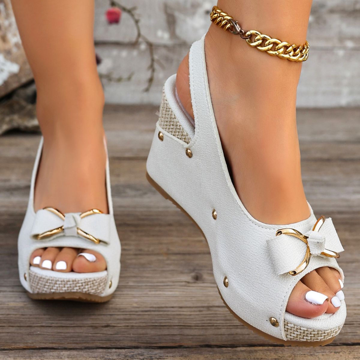 Peep Toe Wedge Sandals