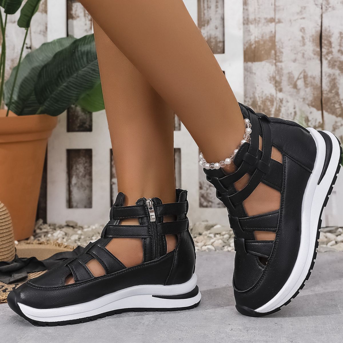 Cutout Platform Sneakers