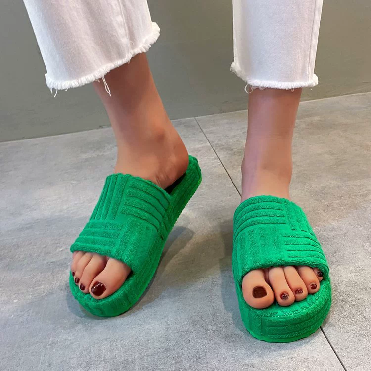 Open-Toe Platform Slippers