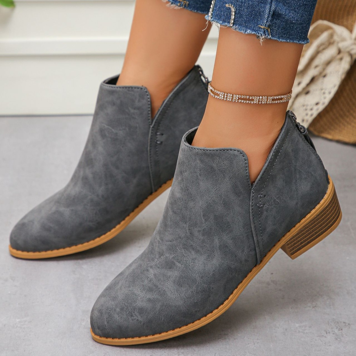 Point Toe Block Heels Boots