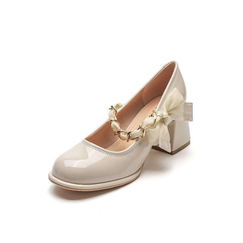 Round Toe Block Heels Pumps