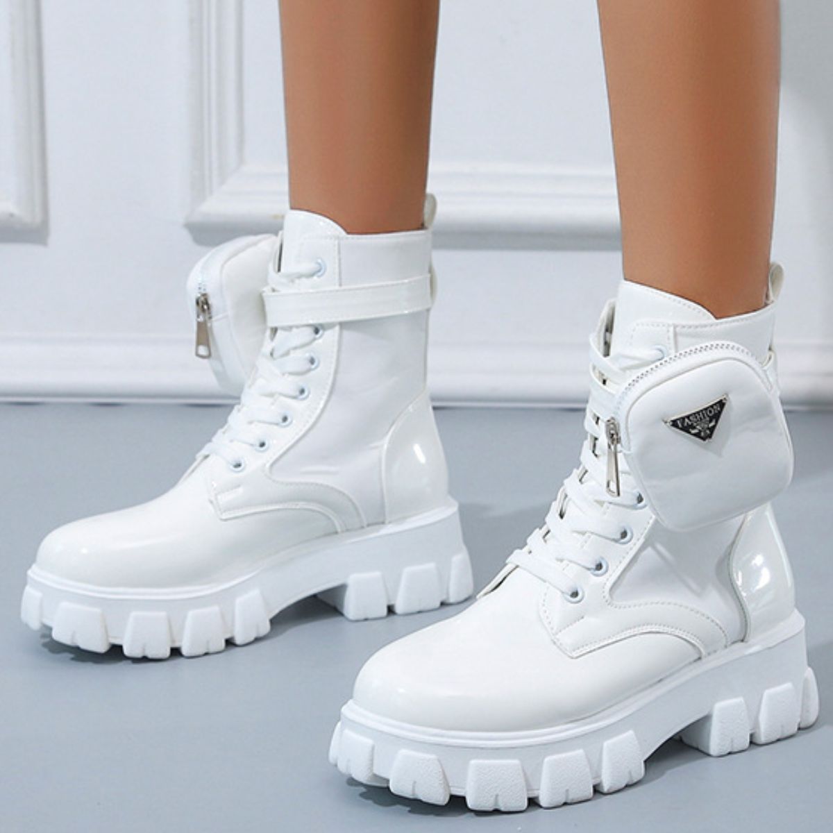 Lace Up Platform Ankle Boots