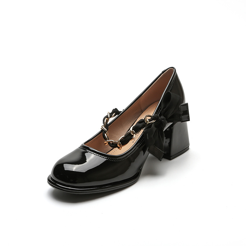 Round Toe Block Heels Pumps