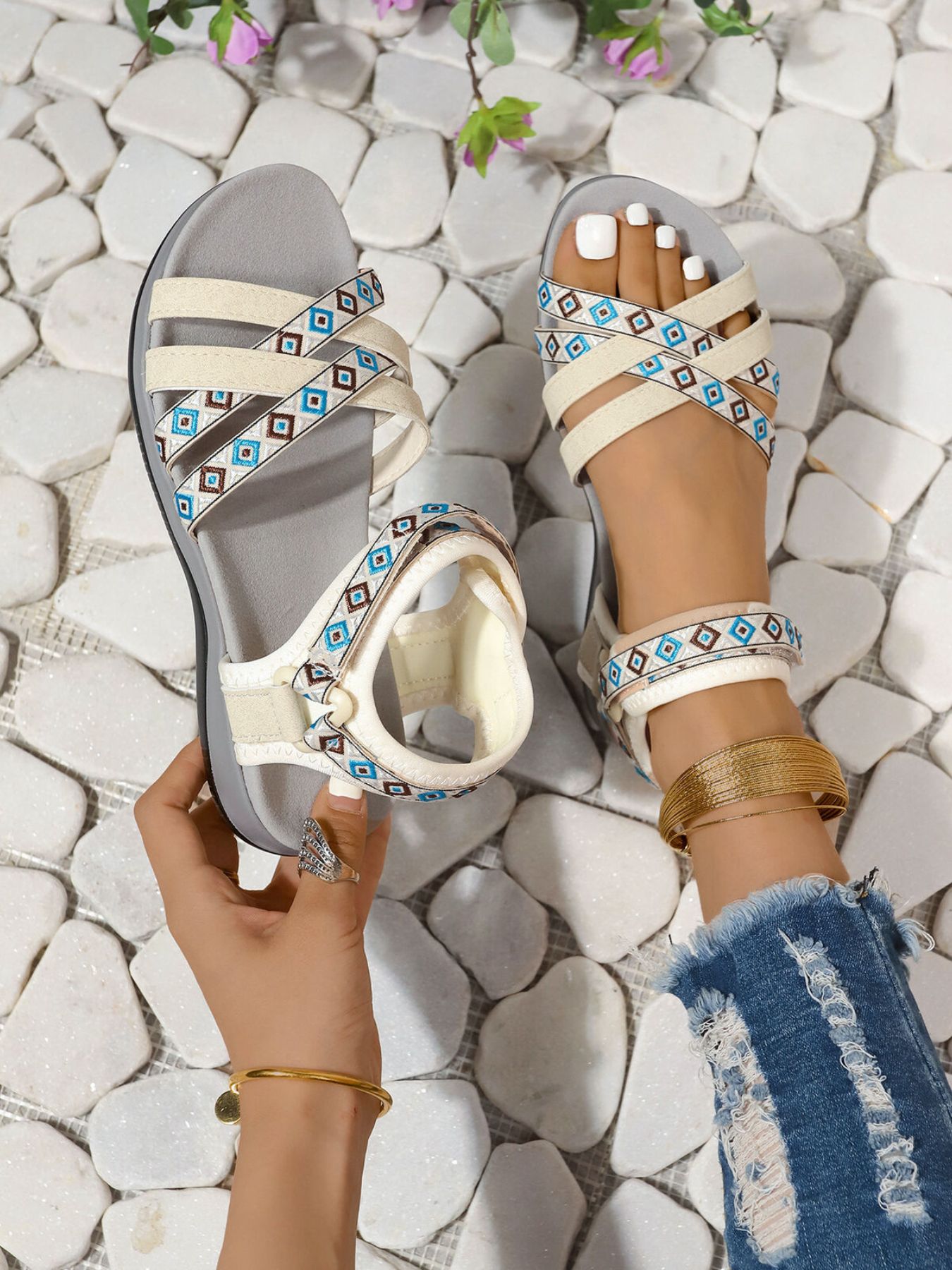 Crisscross Ankle Strap Sandals