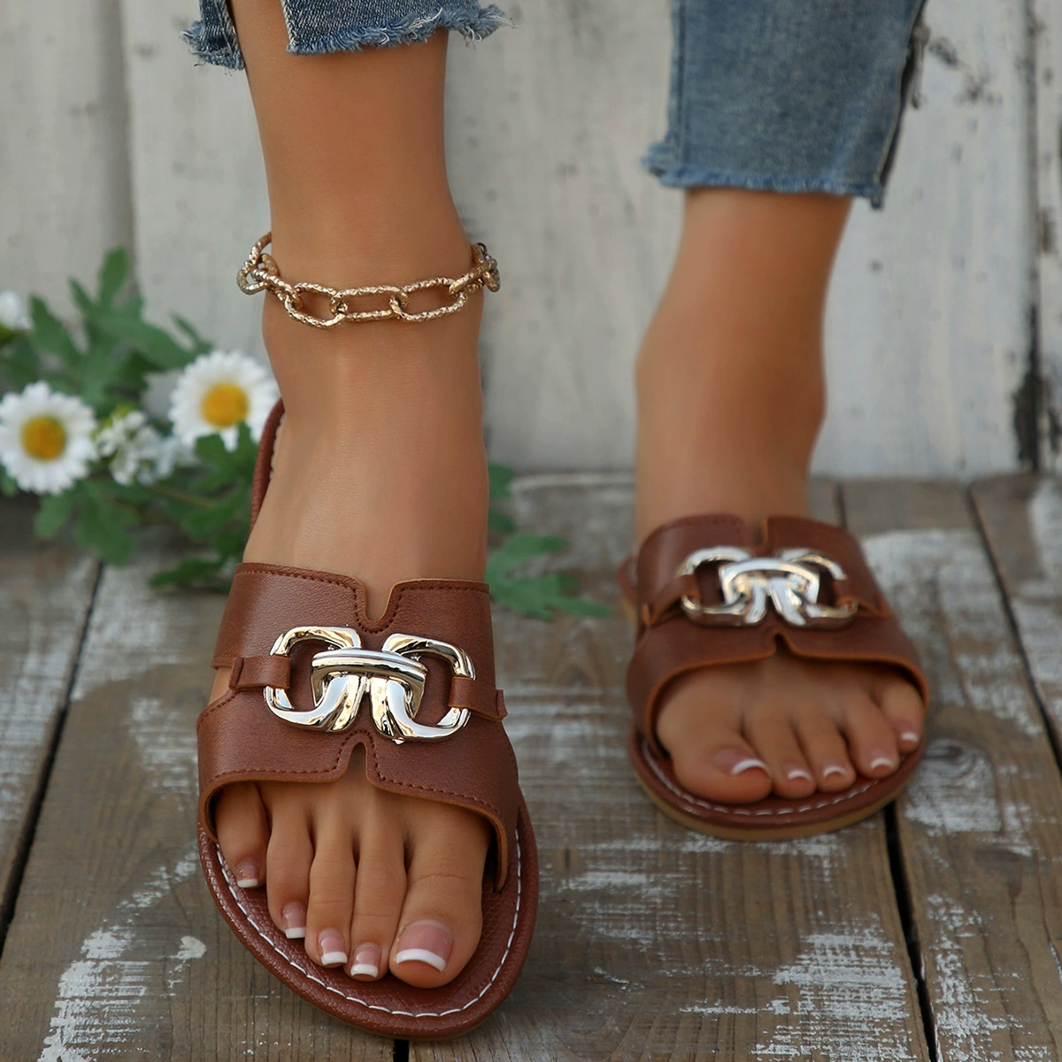 Buckle Decor Open Toe Sandals