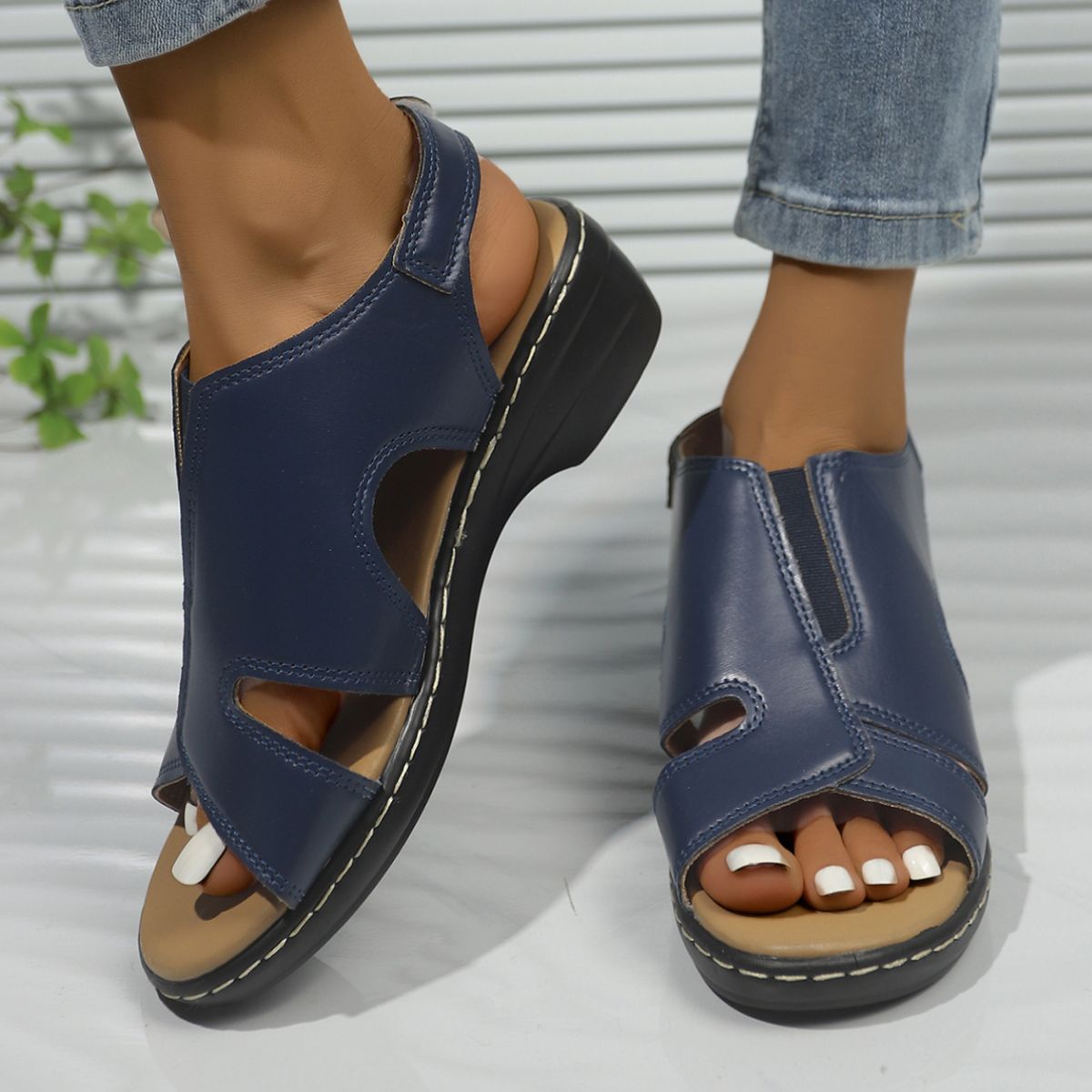Peep Toe Wedge Sandals