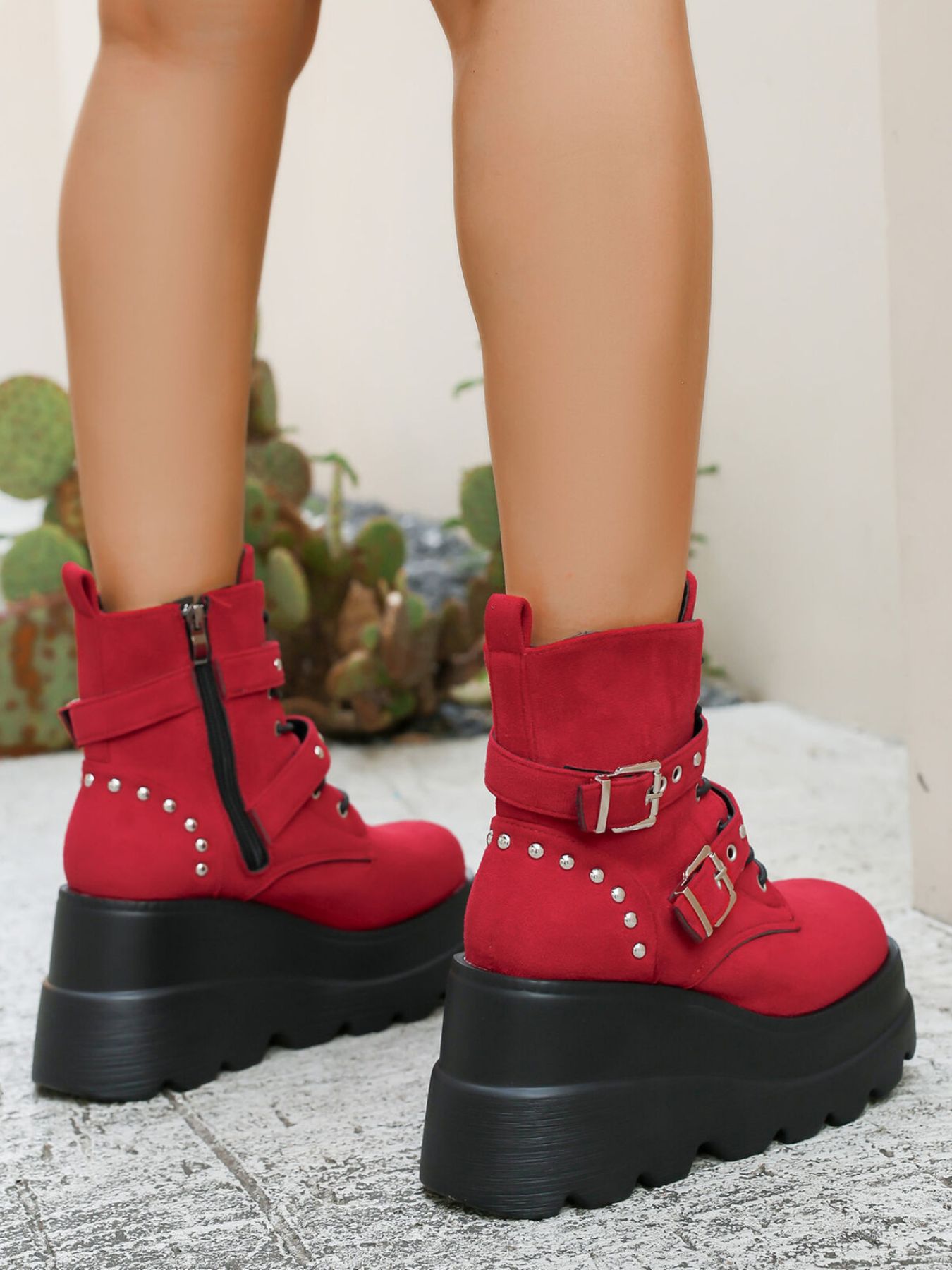 Lace Up Platform Wedge Boots