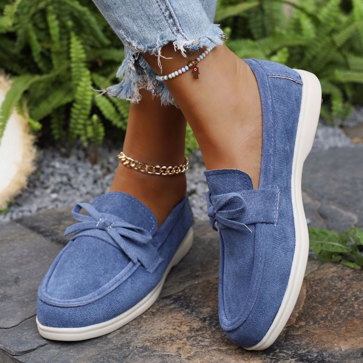 Bow Round Toe Slip-Ons