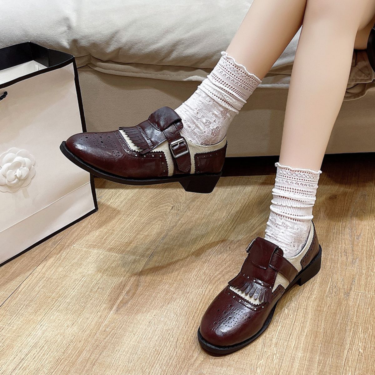 Round Toe Block Heels Loafers