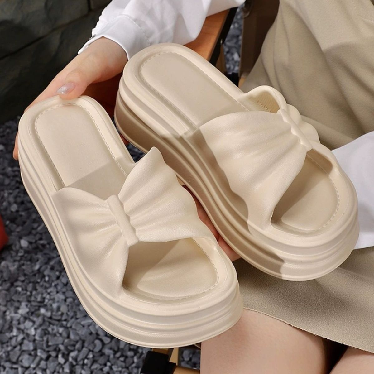 Open Toe Platform Slippers