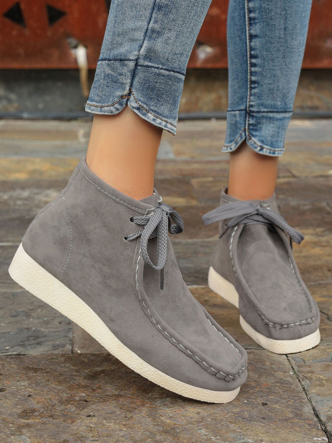 Lace Up Wedge Ankle Boots