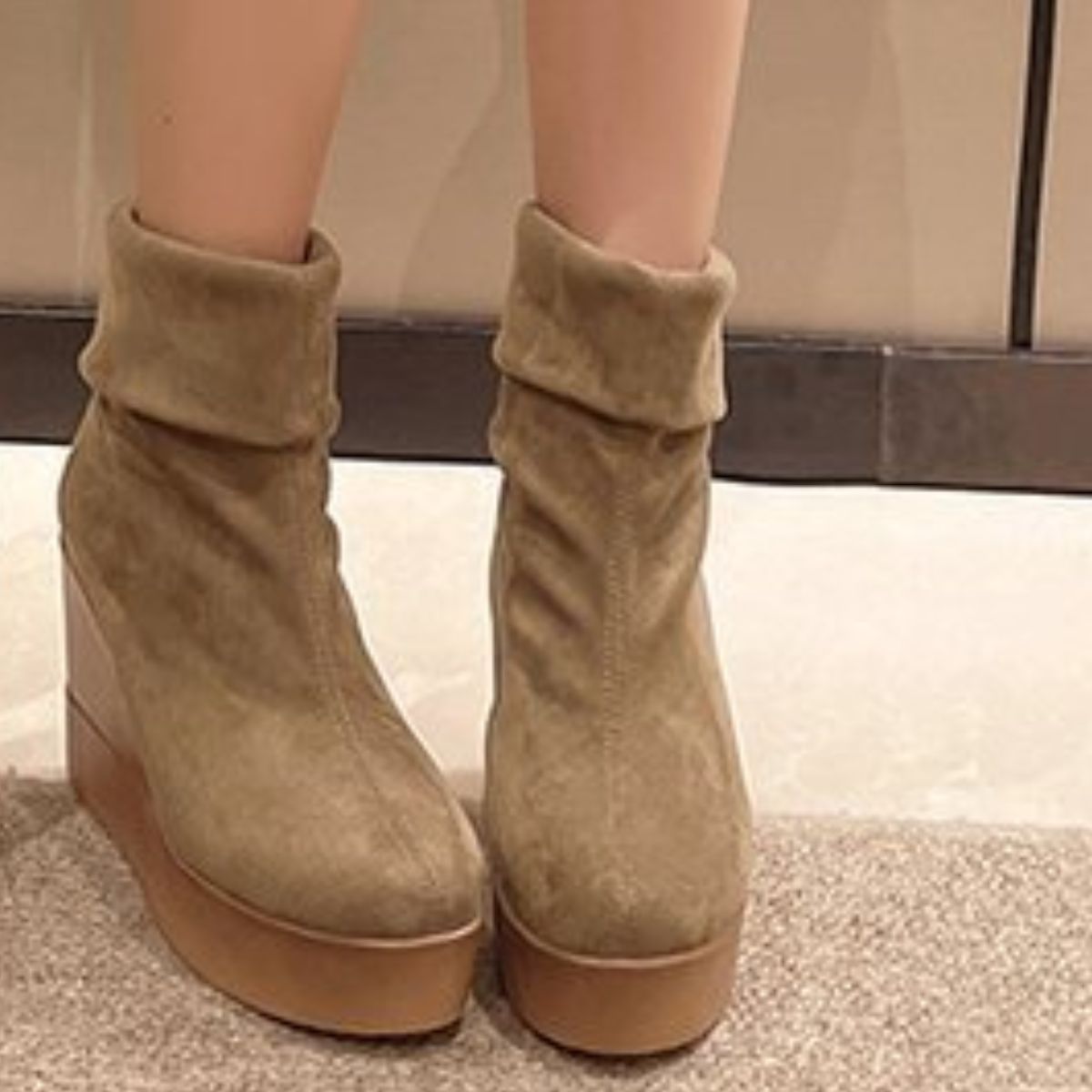 Round Toe Wedge Boots