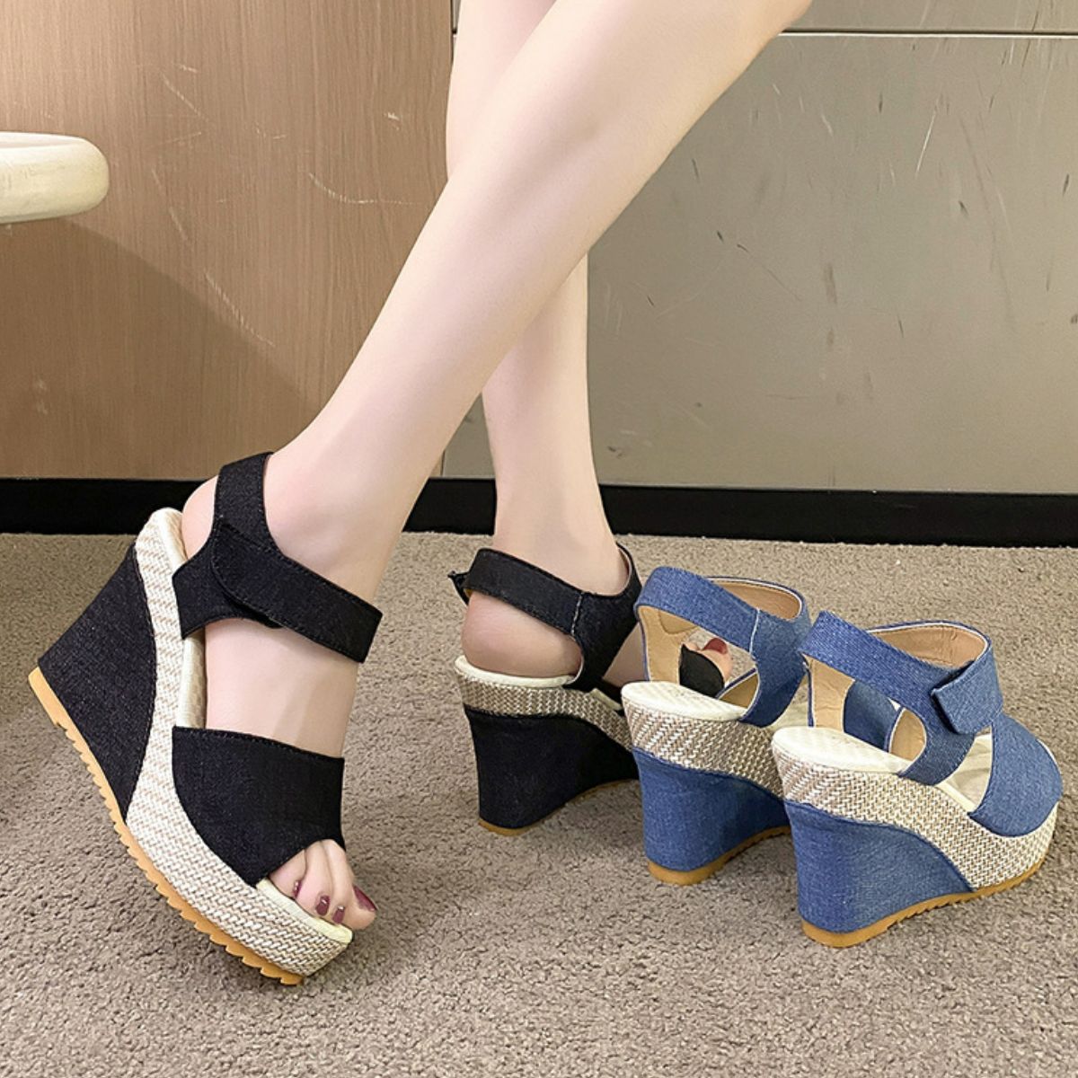 Peep Toe Wedge Sandals