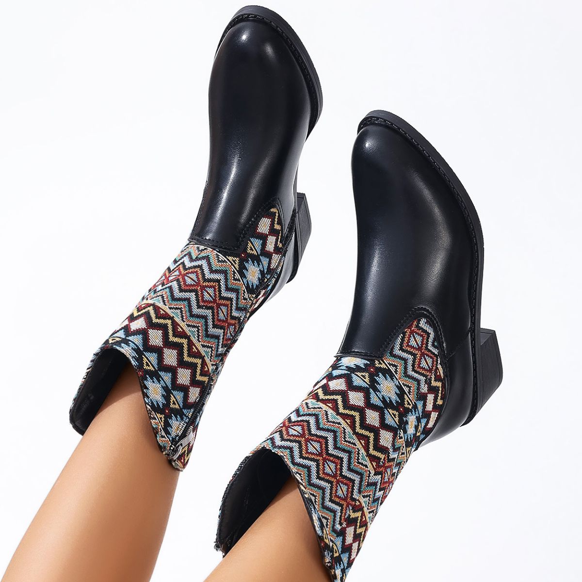 Point Toe Block Heels Boots