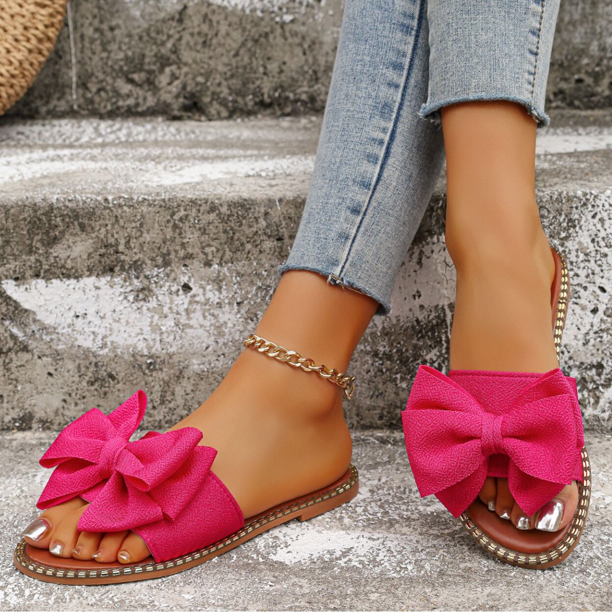 Bowknot Embellished Flat Sandals