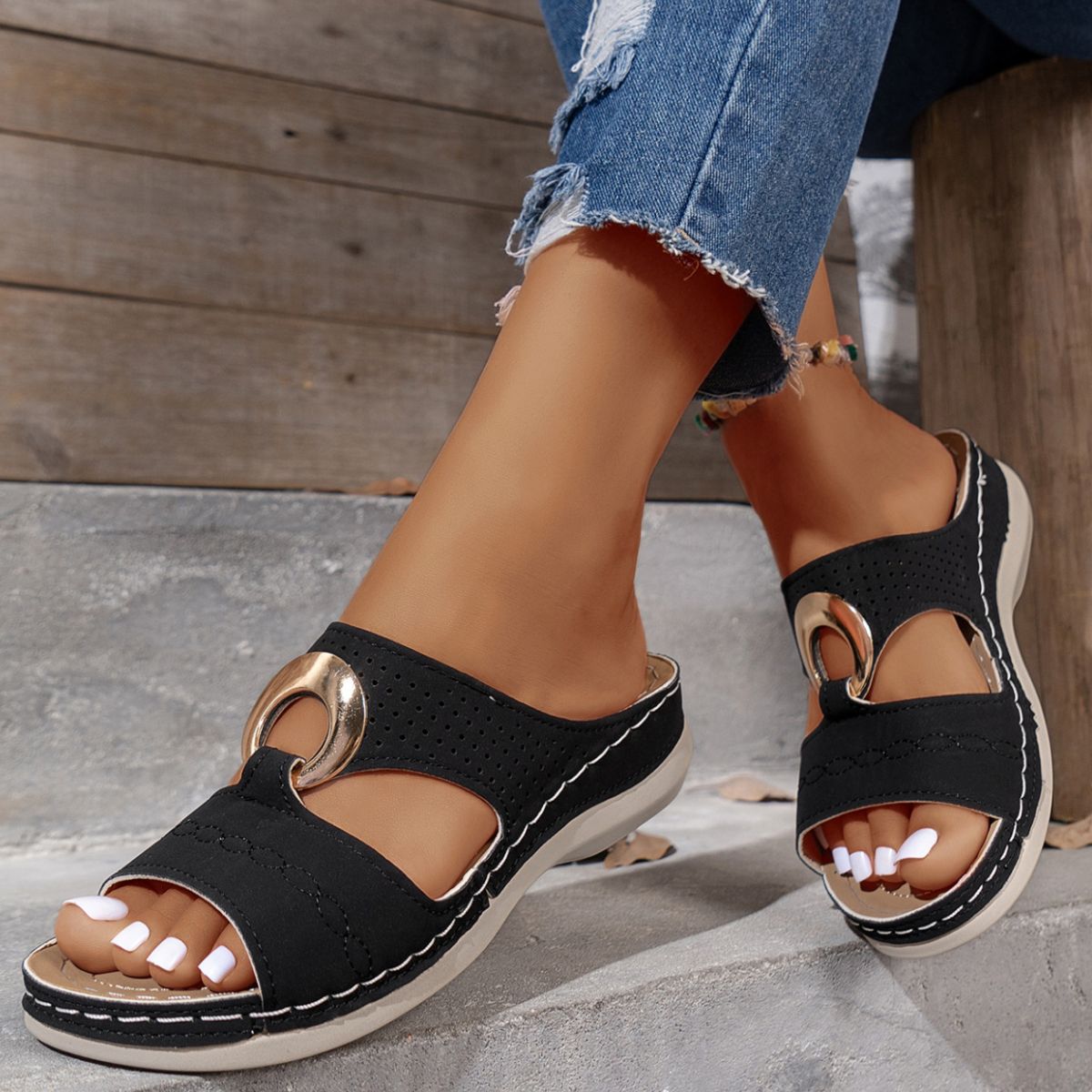 Cutout Open Toe Sandals