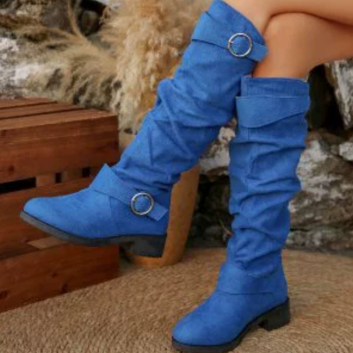 Buckle Accent Slouch Boots