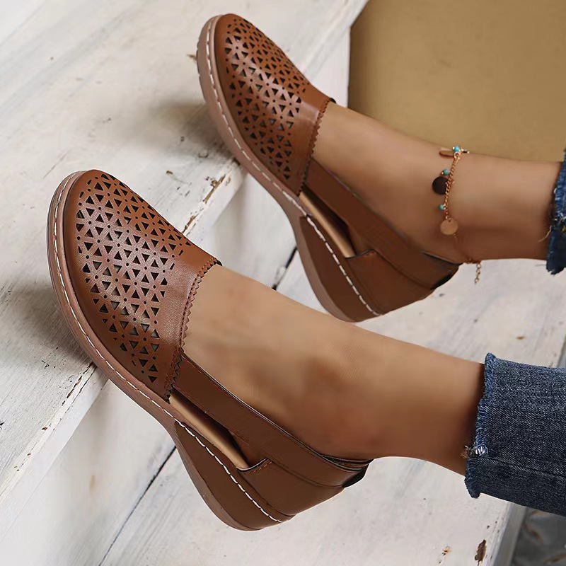 Cutout Round Toe Slip-Ons