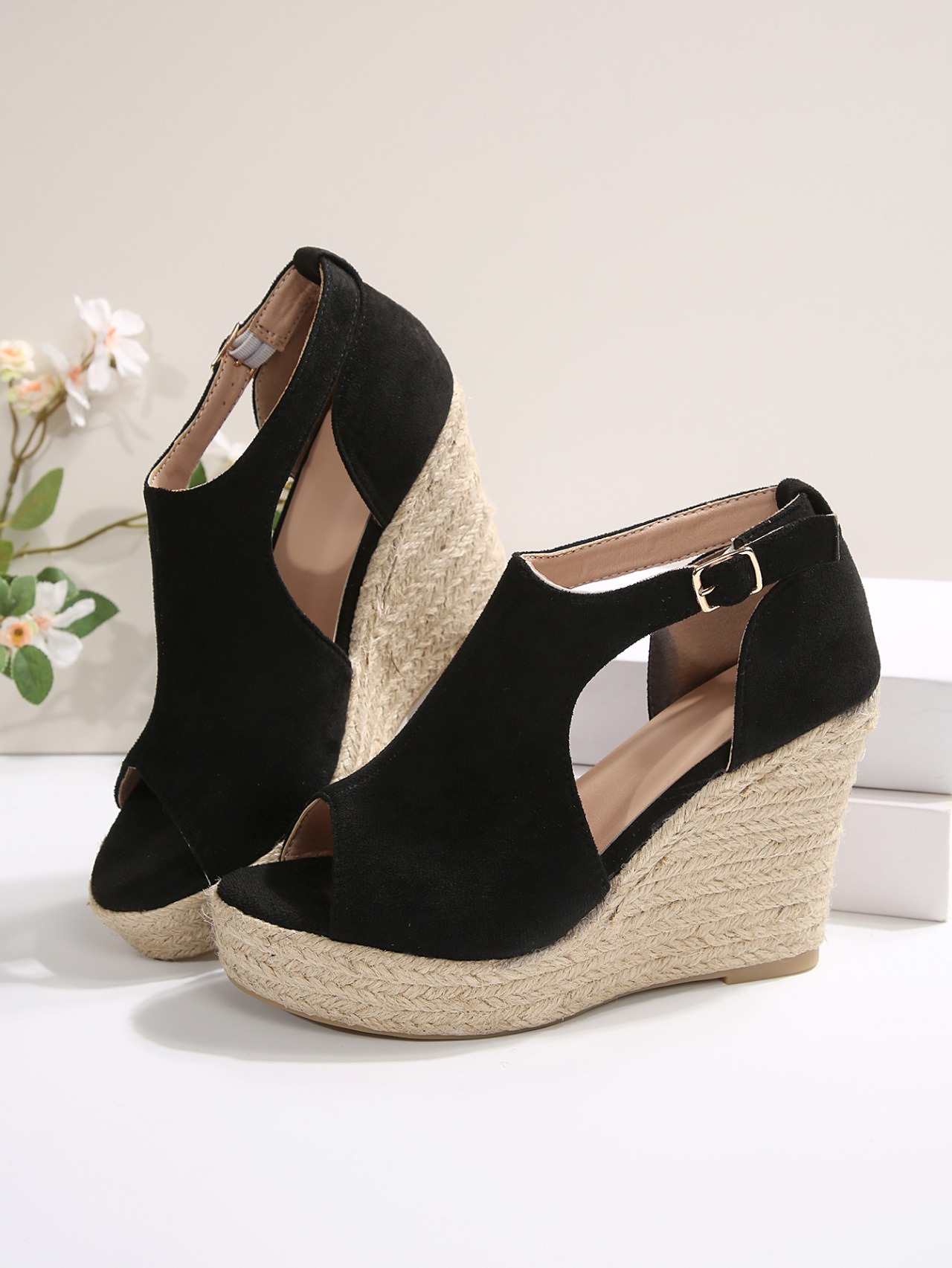 Espadrille Wedge Sandals with Ankle Strap