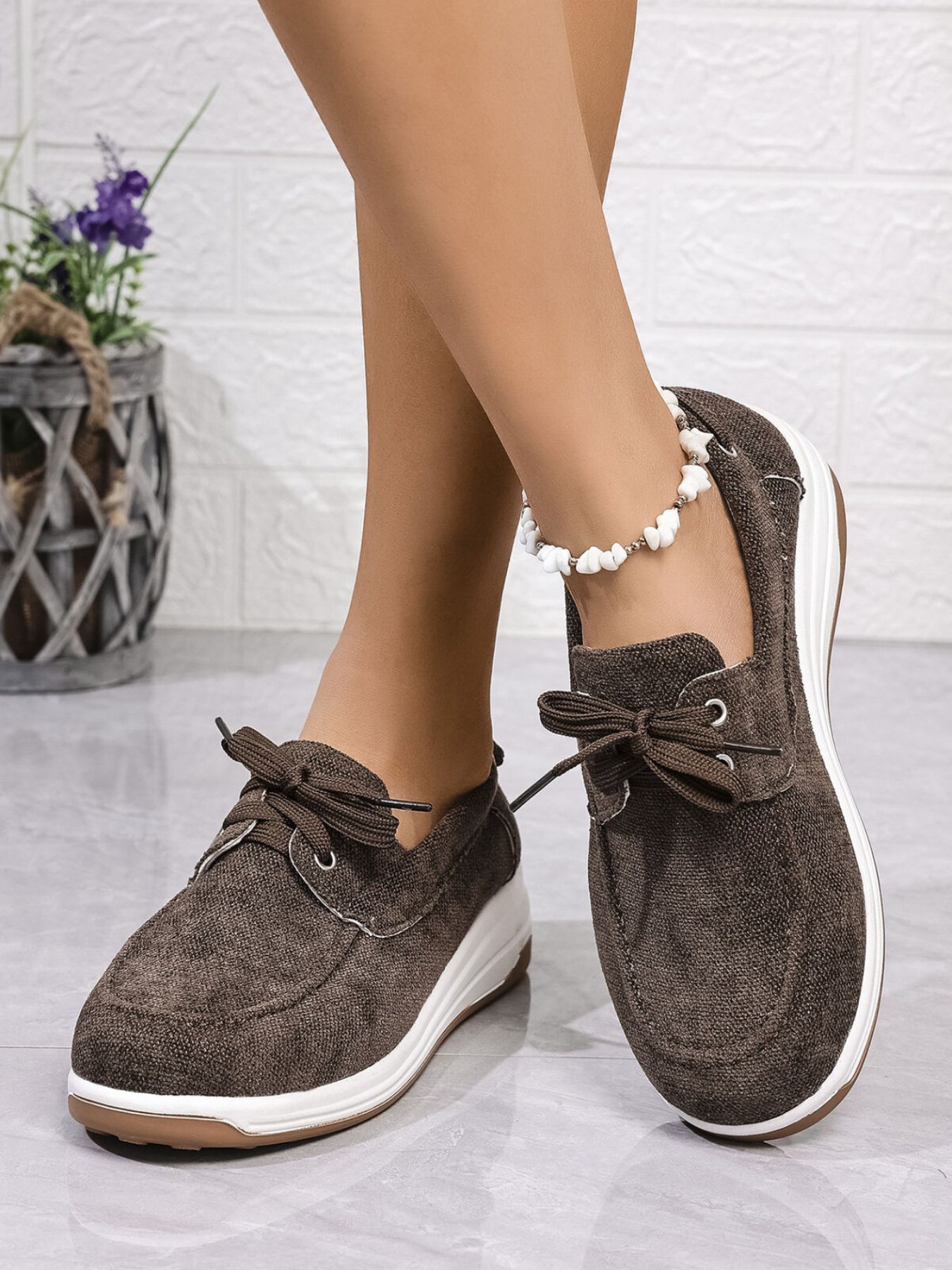 Lace Up Wedge Sneakers