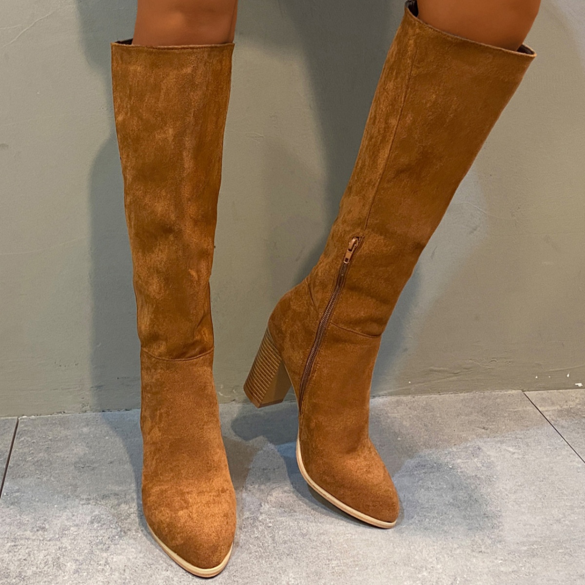 Point Toe Block Heels Boots