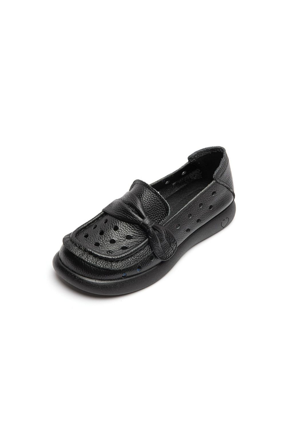 Bow Eyelet Round Toe Flat Loafers