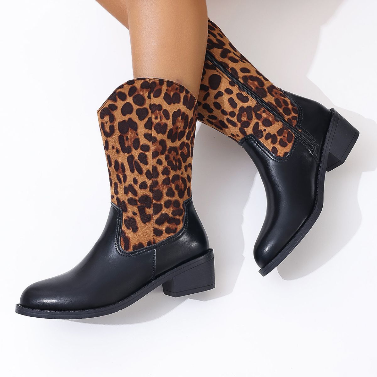 Point Toe Block Heels Boots