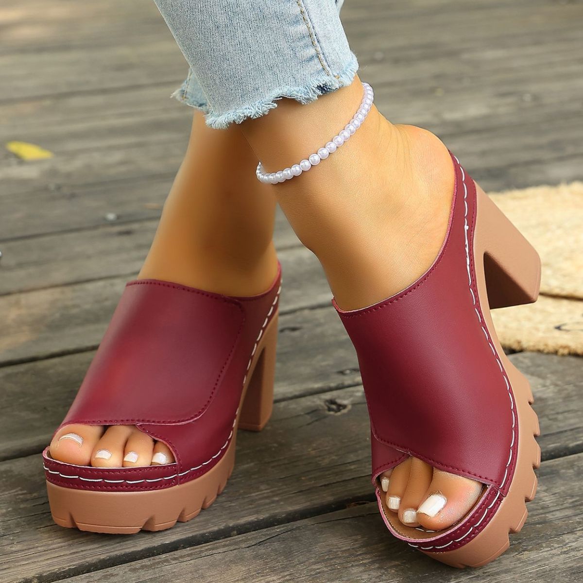 Open Toe Block Heels Sandals