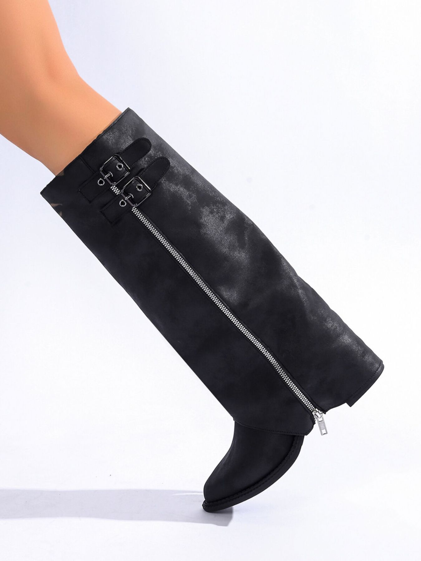 Point Toe Block Heels Boots