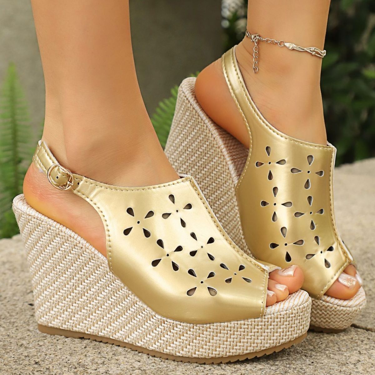 Peep Toe Wedge Sandals