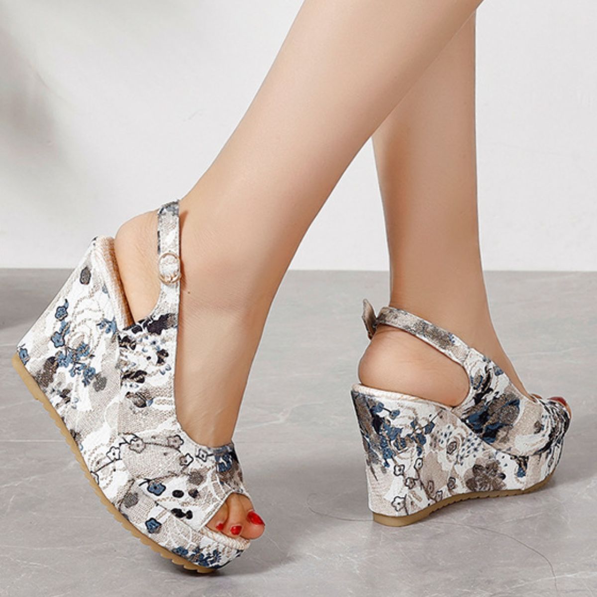 Peep Toe Wedge Sandals