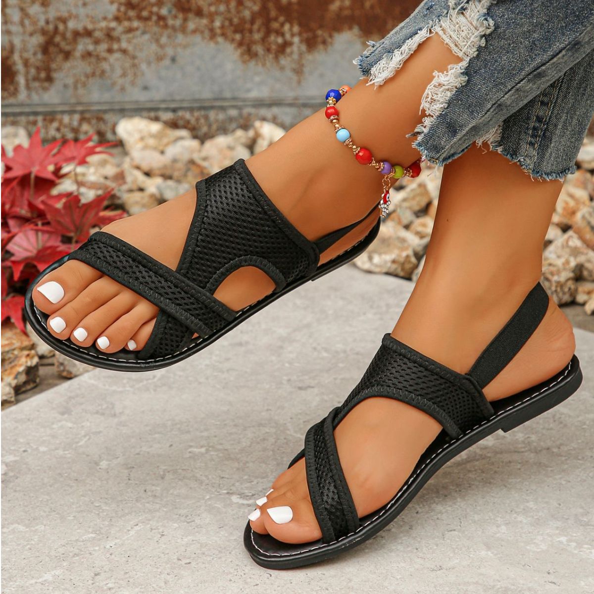 Crisscross Mesh Sandals