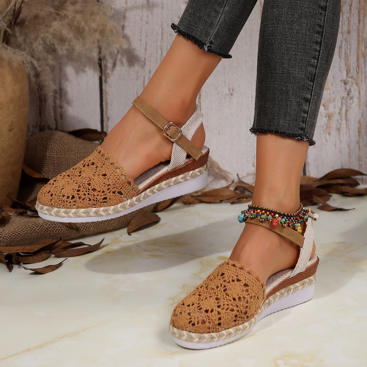Round Toe Wedge Sandals
