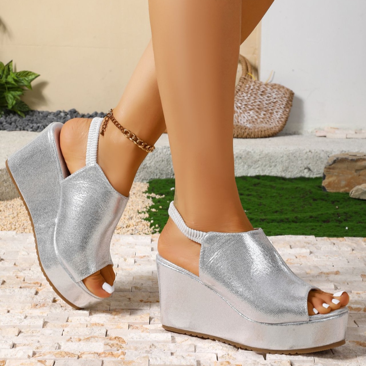 Peep Toe Wedge Sandals