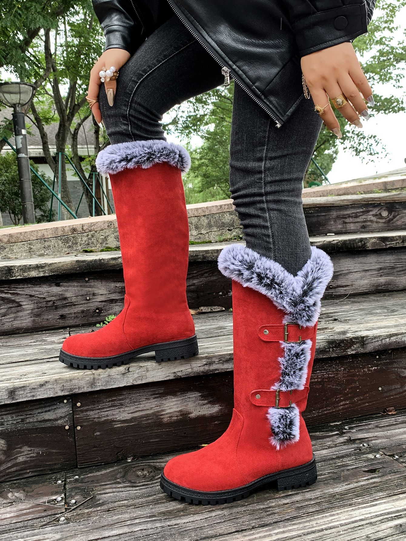 Round Toe Block Heels Boots