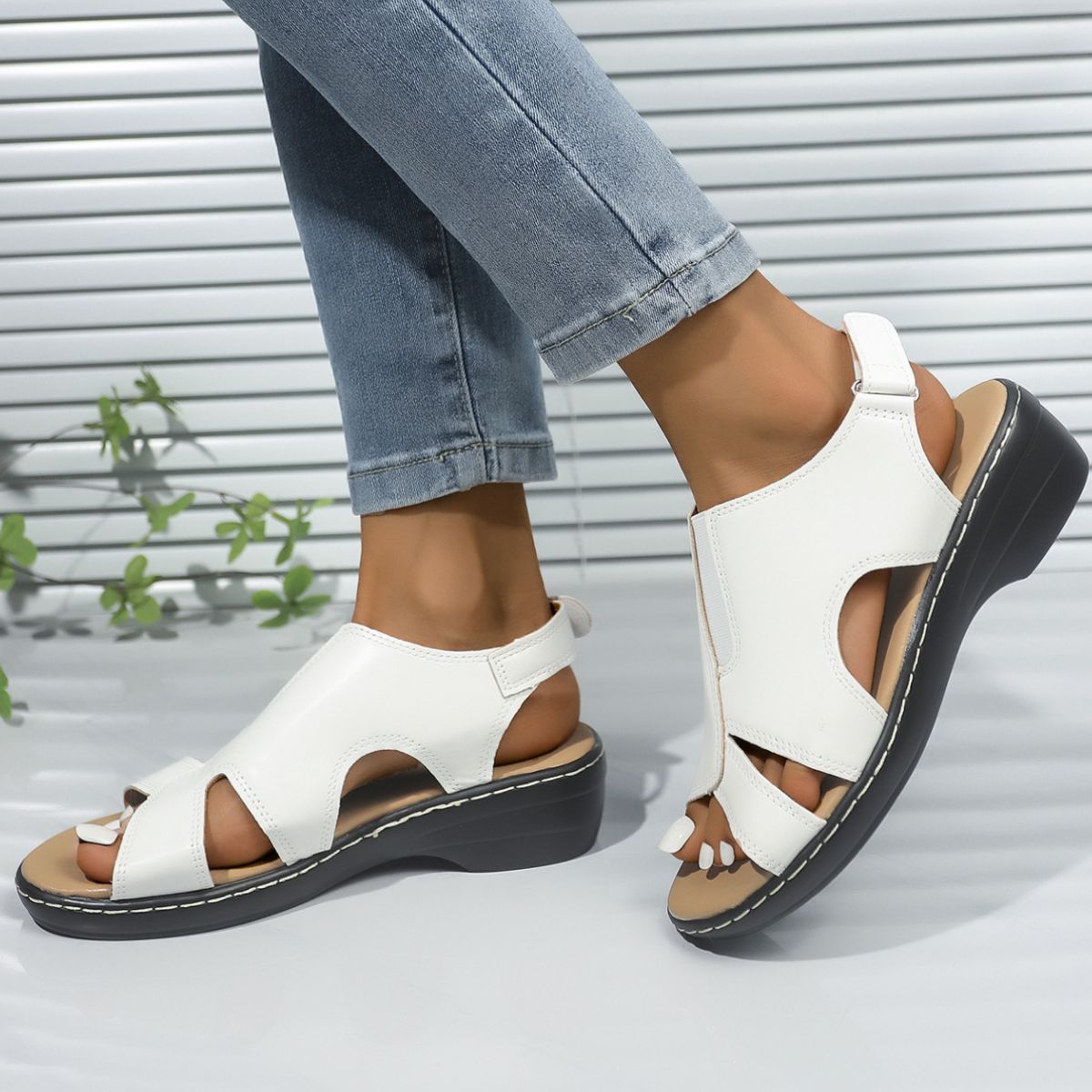 Peep Toe Wedge Sandals