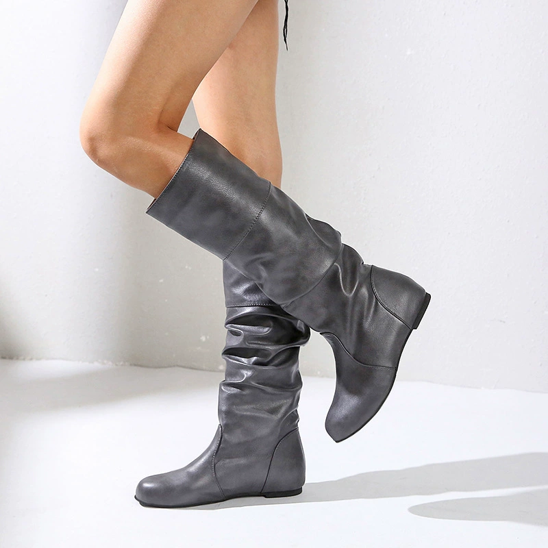 Round Toe Slouch Boots
