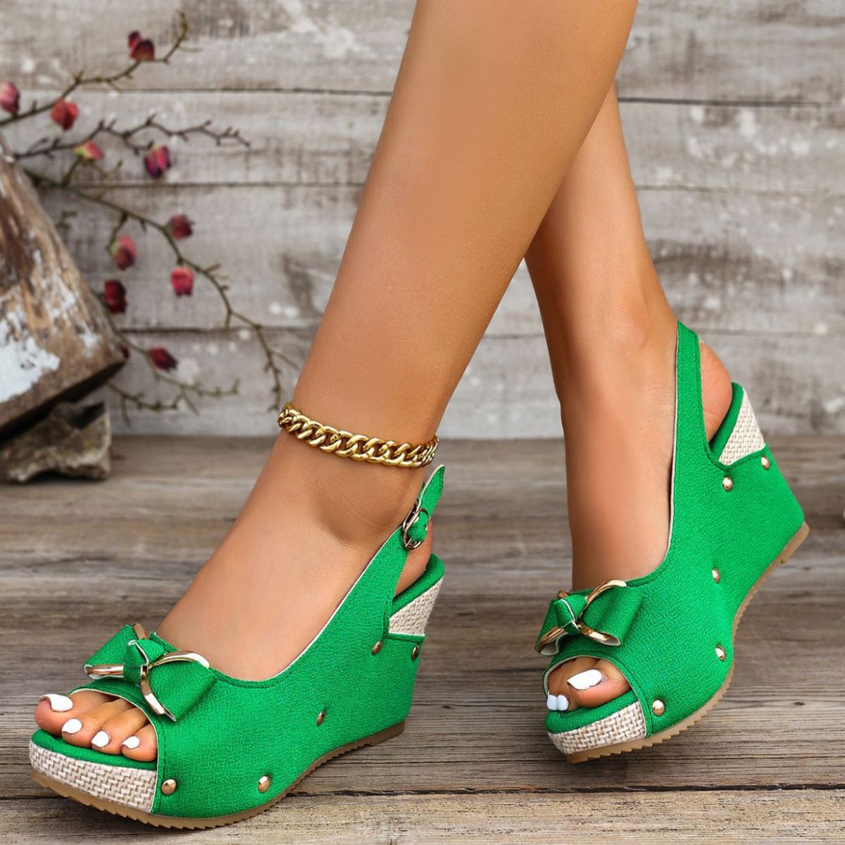 Peep Toe Wedge Sandals