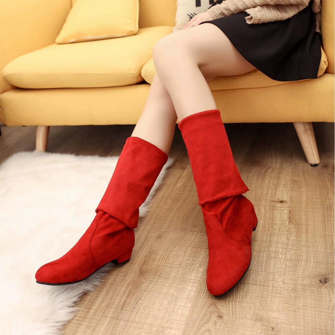 Round Toe Block Heels Boots
