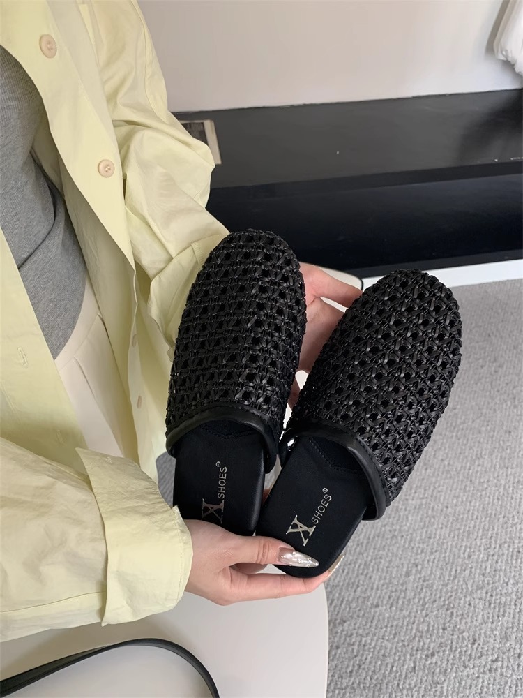 Woven Breathable Flat Mule Sandals