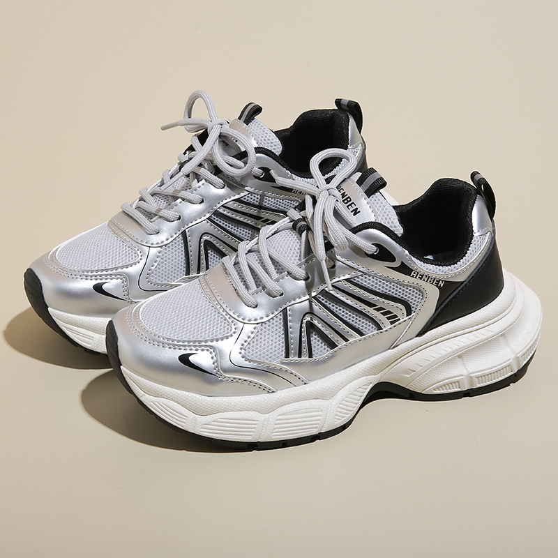 Lace-Up Platform Athletic Shoes