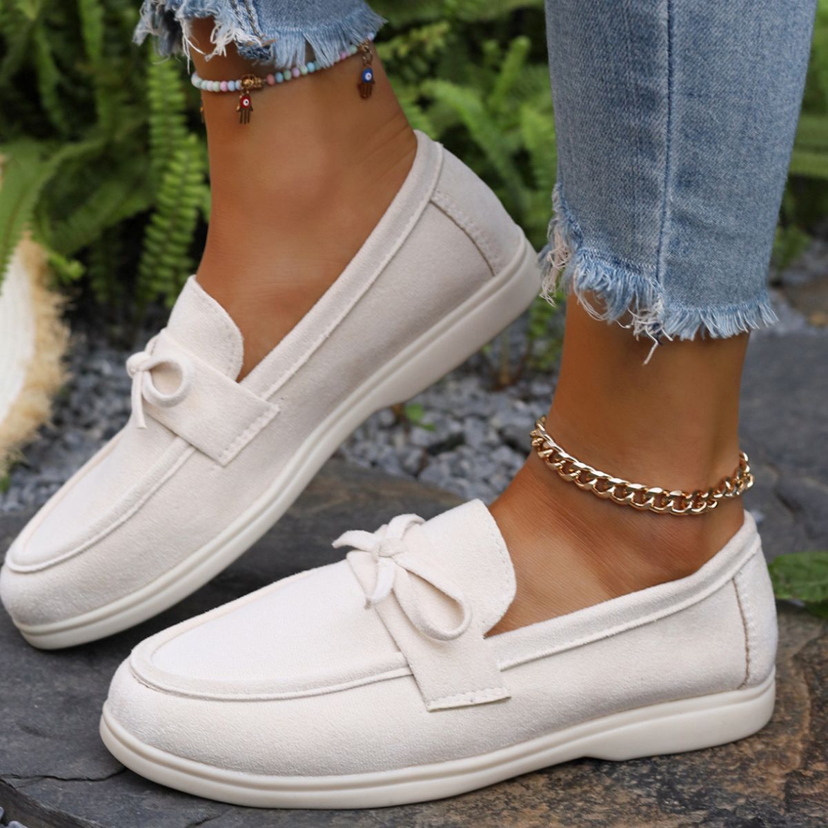 Bow Round Toe Slip-Ons